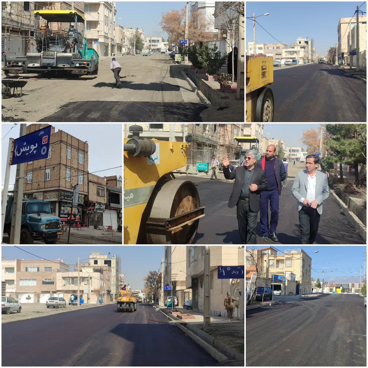 اجرای روکش آسفالت خیابان پویش در شهرک بسیج نیشابور