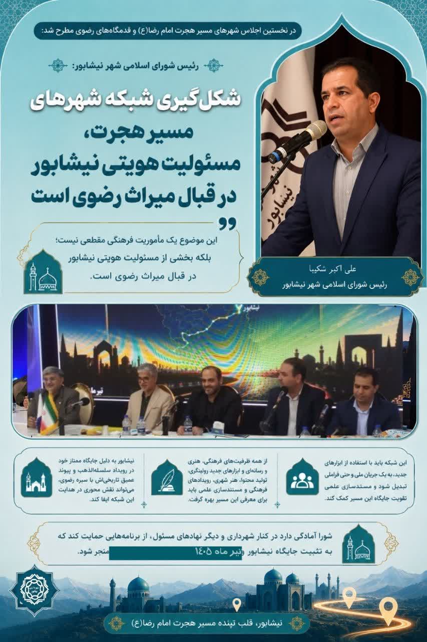 رئیس شورای اسلامی شهر نیشابور: شکل گیری شبکه شهرهای مسیر هجرت، مسئولیت هویتی نیشابور